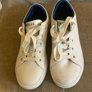 White sketcher platform sneakers